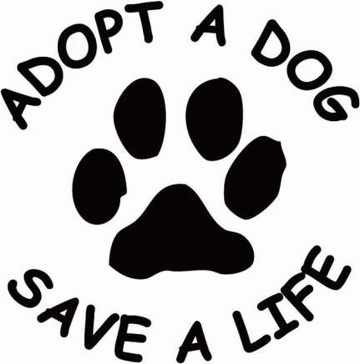 GoedeDoelen.Shop | Autosticker rond zwart - Adopt a Dog Save a Life | Sticker voor Auto, Laptop , Muur, Koelkast | Hond | Paws | Adopt Dont Shop